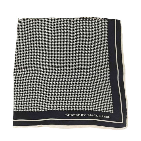 バーバリーブラックレーベル BURBERRY BLACK LABEL シルク100 千鳥格子柄 ハンカチ メンズ
