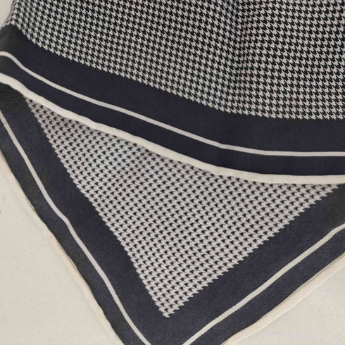 バーバリーブラックレーベル BURBERRY BLACK LABEL シルク100 千鳥格子柄 ハンカチ メンズ