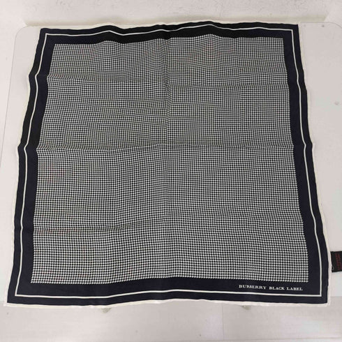 バーバリーブラックレーベル BURBERRY BLACK LABEL シルク100 千鳥格子柄 ハンカチ メンズ