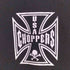 90~00s USA CHOPPERS メキシコ製 JERZEESボディ アイアンクロス スカルプリント クルーネック 半袖Tシャツ メンズ import:XL