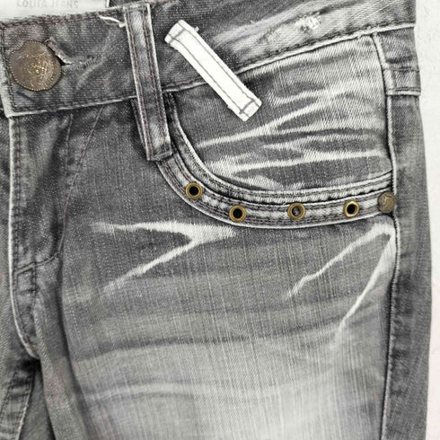 LOLITA JEANS ロリータ クロップド丈 ダメージ加工 ポケットワッペン デニム パンツ Y2K レディース S