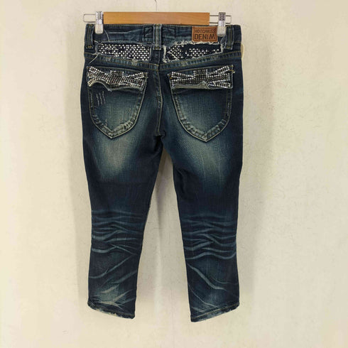 Hotkiss & Denim ホットキス アンド デニム ビジュー付き ラインストーン バック クロップド丈 デニム パンツ Y2K レディース 24