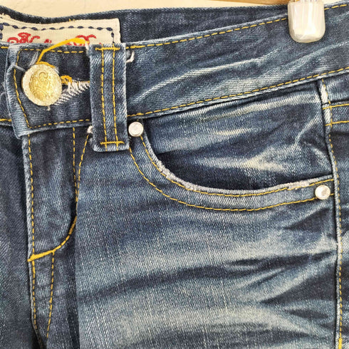 Hotkiss & Denim ホットキス アンド デニム ビジュー付き ラインストーン バック クロップド丈 デニム パンツ Y2K レディース 24