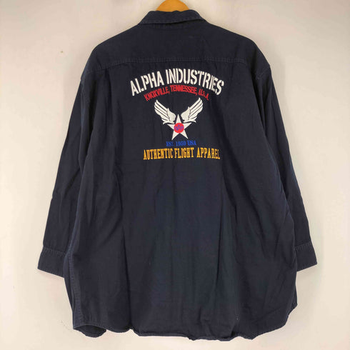 アルファインダストリーズ ALPHA INDUSTRIES 刺繍 ロングスリーブ ミリタリーシャツ BIG SIZE メンズ 5L