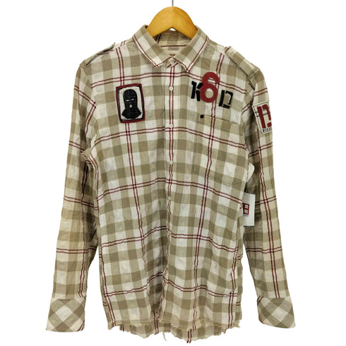ディーゼル DIESEL ダメージ加工 ワッペンデザイン チェックシャツ Y2K メンズ import:M