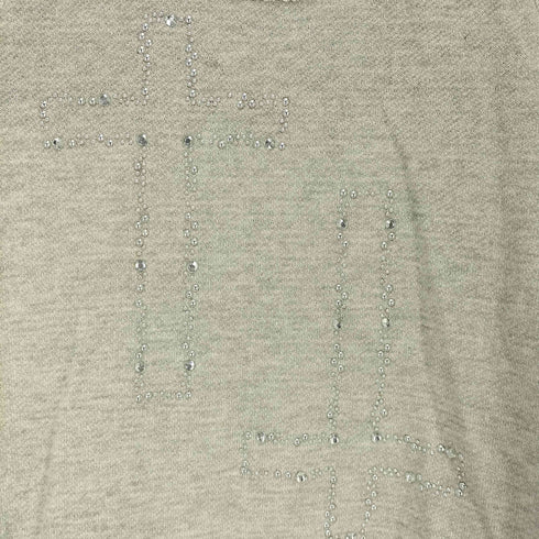ReorMix 十字架 ラインストン レースドッキング 異素材切替 長袖Tシャツ レディース JPN:M