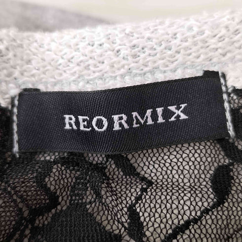 ReorMix 十字架 ラインストン レースドッキング 異素材切替 長袖Tシャツ レディース JPN:M