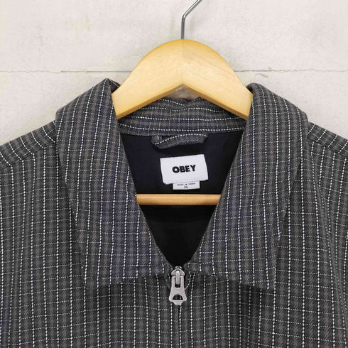オベイ OBEY LUTHER BLOUSON JACKET チェック ジップ ジャケット メンズ XL
