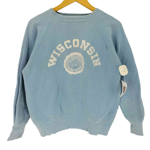 50S~60S WISCONSIN フェルトプリント カレッジプリント ラグランスウェット 四本針 脇下ガゼット メンズ