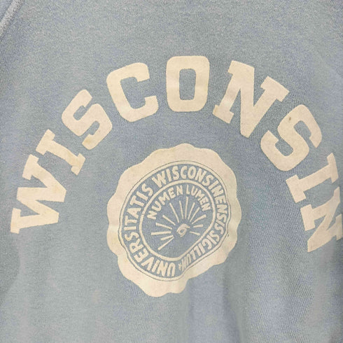 50S~60S WISCONSIN フェルトプリント カレッジプリント ラグランスウェット 四本針 脇下ガゼット メンズ