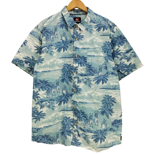 クイックシルバー Quiksilver ドクロ 半袖 アロハシャツ メンズ import:L