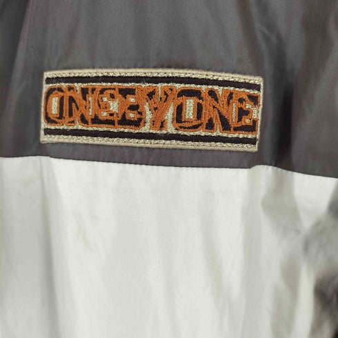 ONE by ONE ワンバイワン 裏地メッシュ ロゴワッペン スリーストライプ ジップアップ ジャケット Y2K メンズ L