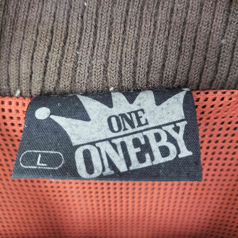 ONE by ONE ワンバイワン 裏地メッシュ ロゴワッペン スリーストライプ ジップアップ ジャケット Y2K メンズ L