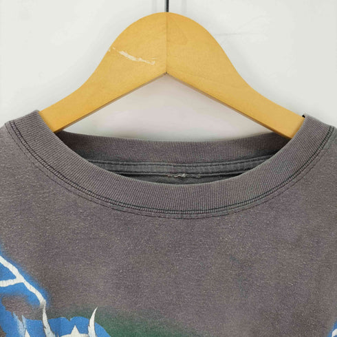 American Thunder アメリカンサンダー The Strong Survive イーグル サンダー 両面プリント クルーネックTシャツ 袖裾シングル フェード メンズ