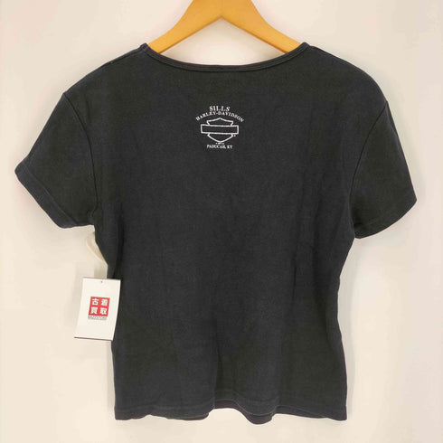 ハーレーダビッドソン HARLEY-DAVIDSON Beaded Logo Embroidered Crewneck T-Shirt ビーズ ロゴ刺繍 S/S クルーネック Tシャツ Y2K レディース import:L