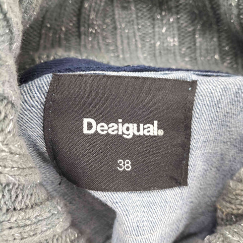 デシグアル Desigual 異素材切替 クロシェ編み 刺繍 デニムジャケット レディース 38