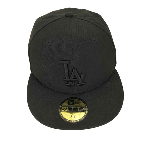 ニューエラ NEW ERA 59FIFTY LA 同色 ロゴ 刺繍 ベースボール キャップ オールブラック メンズ 7 3/8 58.7cm