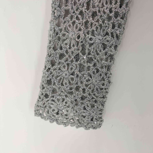 ハナエモリ HANAE MORI 花 刺繍 メッシュ ニットカーディガン レディース 38