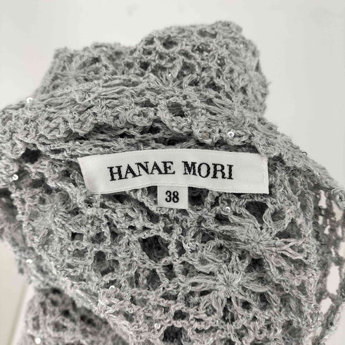 ハナエモリ HANAE MORI 花 刺繍 メッシュ ニットカーディガン レディース 38