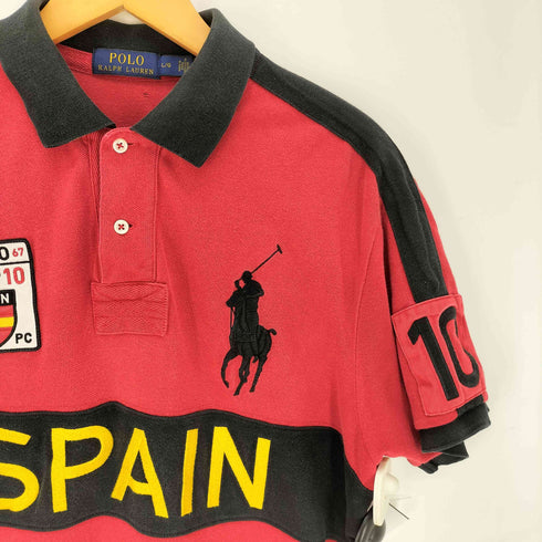 ポロバイラルフローレン Polo by RALPH LAUREN SPAIN ビッグポニー 両面 ナンバリング刺繍 S/S ポロシャツ メンズ import:L