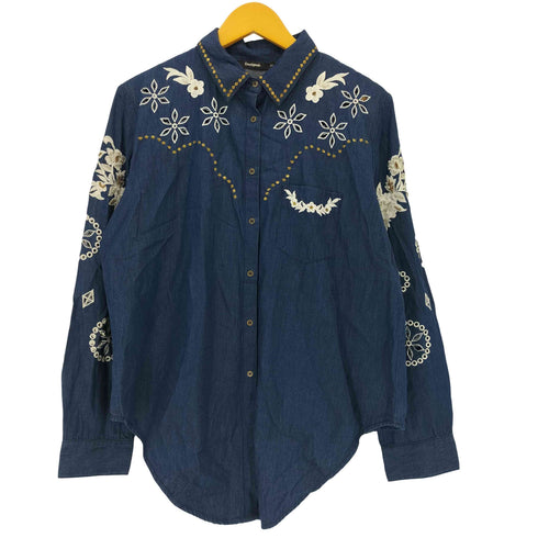 デシグアル Desigual CAM Dresde フローラル刺繍 デニムシャツ レディース import:XXL
