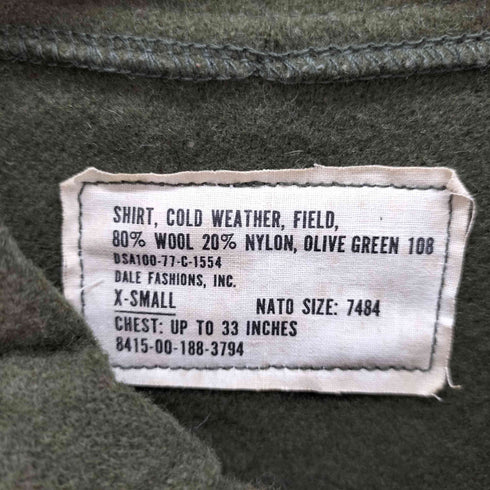 ユーエスアーミー U.S. ARMY SHIRT COLD WEATHER FIEL コールドウェザーフィールドシャツ メンズ JPN:XS