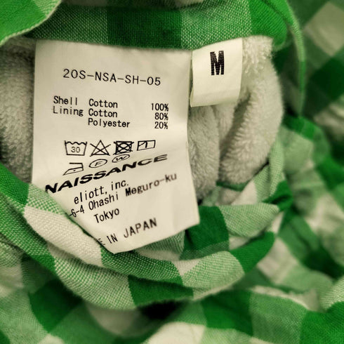 ネサンス NAISSANCE 20SS GINGHAM PILE REVERSIBLE SHIRT ギンガム パイル リバーシブル シャツ メンズ JPN:M