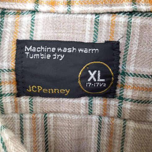 ジェーシーペニー JC Penney 70s チェック 襟芯 長袖 シャツ メンズ XL