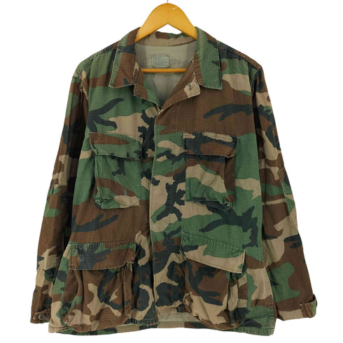 ユーエスアーミー U.S. ARMY Woodland Camo Camouflage BDU Shirt Jacket ウッドランド カモ リップストップ シャツジャケット メンズ M-R