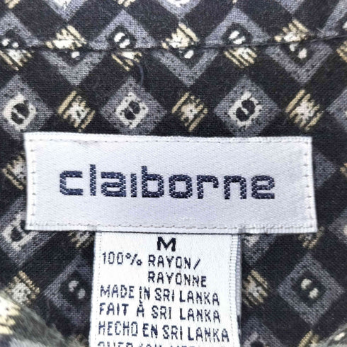 クレイボーン Claiborne 90s レーヨン ジオメトリック柄 幾何学模様 フロントポケット 長袖 シャツ メンズ M
