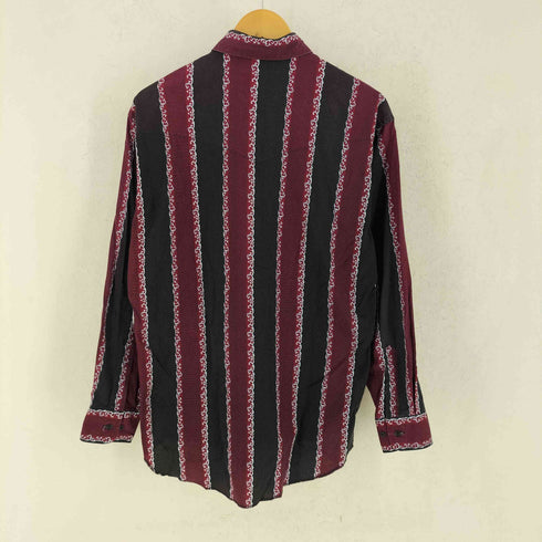 ラングラー Wrangler 80s ストライプ フラップポケット 長袖 プリント ボタンダウンシャツ メンズ M