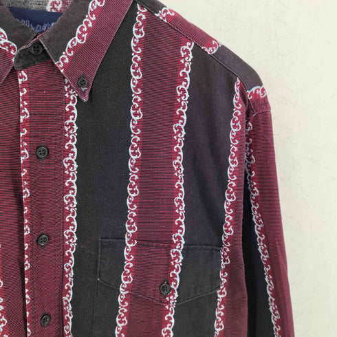 ラングラー Wrangler 80s ストライプ フラップポケット 長袖 プリント ボタンダウンシャツ メンズ M