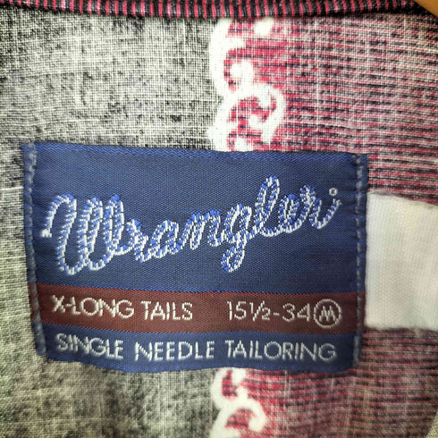 ラングラー Wrangler 80s ストライプ フラップポケット 長袖 プリント ボタンダウンシャツ メンズ M