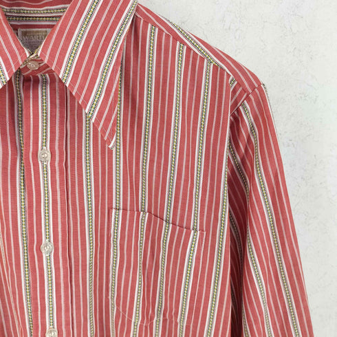 モンゴメリーワード MONTGOMERY WARD 70s ポリエステル コットン ストライプ 長袖 シャツ メンズ M