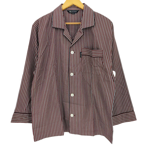 アクアスキュータム AQUASCUTUM ストライプ コットン 長袖 オープンカラーシャツ メンズ import:M