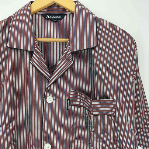 アクアスキュータム AQUASCUTUM ストライプ コットン 長袖 オープンカラーシャツ メンズ import:M