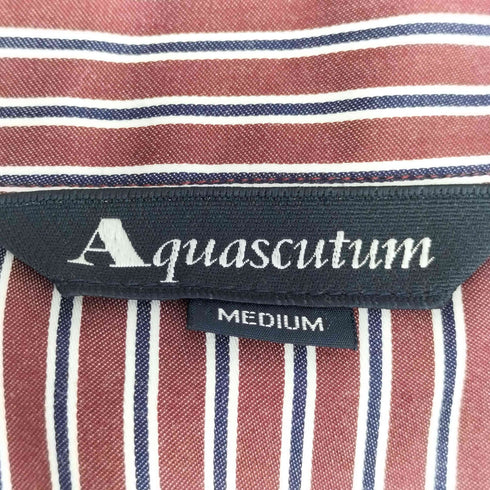 アクアスキュータム AQUASCUTUM ストライプ コットン 長袖 オープンカラーシャツ メンズ import:M