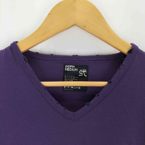 ピーピーエフエム PPFM ワンポイント 刺繍 Vネック 長袖Tシャツ Y2K メンズ M
