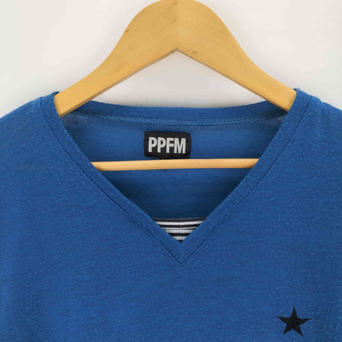 ピーピーエフエム PPFM ワンポイント 星 刺繍 アクリル混 Vネックニット Y2K メンズ M