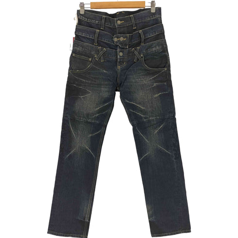 ピーピーエフエム PPFM Triple Layerd Denim Pants トリプルウエスト ギミック インディゴ デニム Y2K Archive メンズ