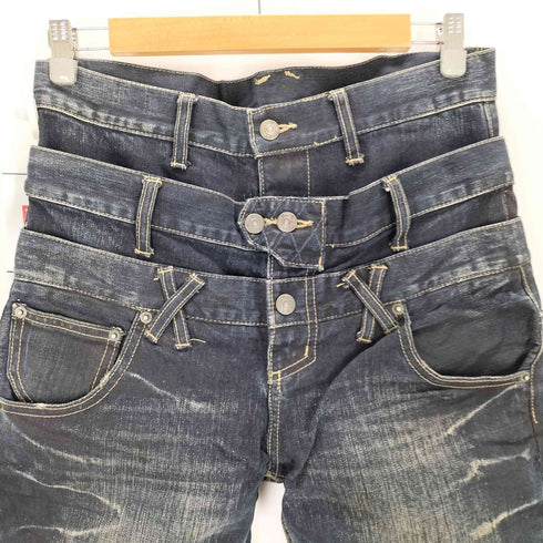 ピーピーエフエム PPFM Triple Layerd Denim Pants トリプルウエスト ギミック インディゴ デニム Y2K Archive メンズ