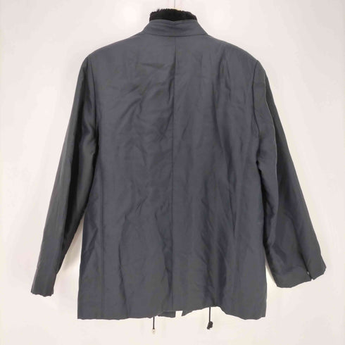 IF-PISSARRO BOUTIQUE ライナー付き 裾ドローコード シルク 襟ファー スタンドカラー ジャケット レディース import:M