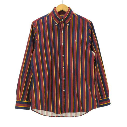 ラルフローレン RALPH LAUREN 現行タグ CLASSIC FIT ポニー刺繍 L/S クラシック フィット マルチストライプ ボタンダウン シャツ メンズ import:M