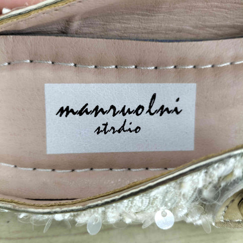 manruolni studio マンルオリン スタジオ スパンコール ストラップ ミュール サンダル レディース 22.5