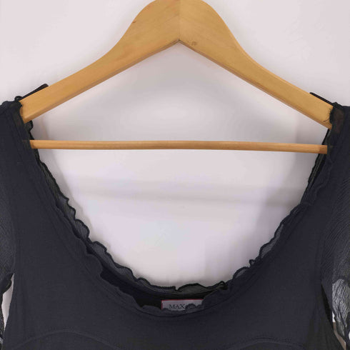 マックスアンドコー MAX&CO. JERSEY DRESS ビーズ装飾 フリルドッキング ノースリーブ ワンピース ゴシック レディース S