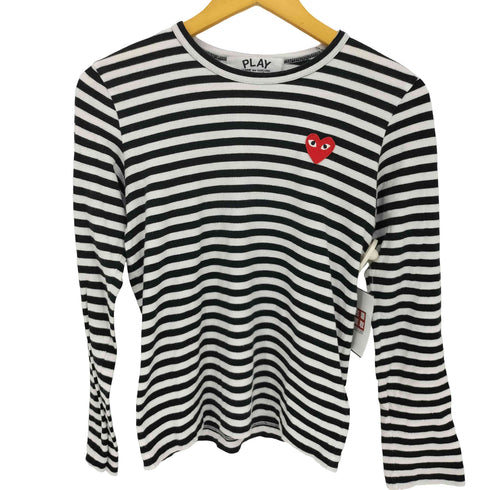 プレイコムデギャルソン PLAY COMME des GARCONS ワンポイント レッド ハート ロングボーダーTシャツ レディース JPN:M