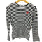 プレイコムデギャルソン PLAY COMME des GARCONS ワンポイント レッド ハート ロングボーダーTシャツ レディース JPN:M