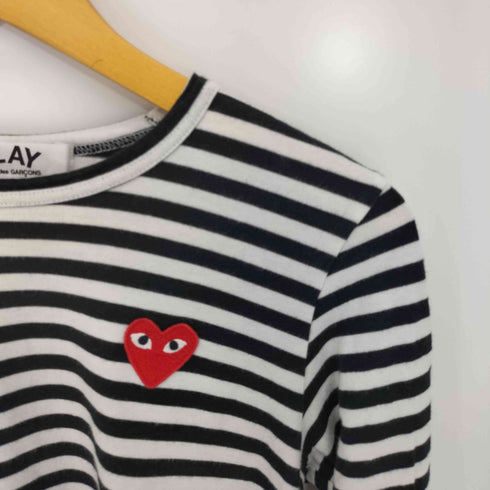 プレイコムデギャルソン PLAY COMME des GARCONS ワンポイント レッド ハート ロングボーダーTシャツ レディース JPN:M