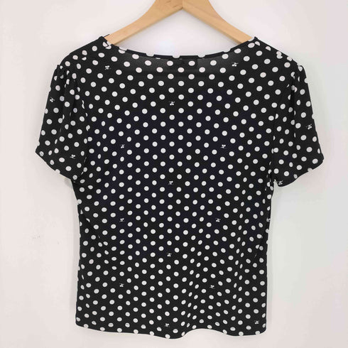 クレージュ courreges ドット ロゴプリント ギャザー クルーネック 半袖 カットソー レディース FR:40