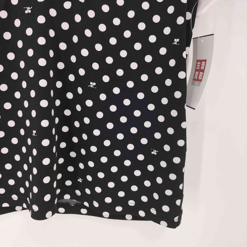 クレージュ courreges ドット ロゴプリント ギャザー クルーネック 半袖 カットソー レディース FR:40